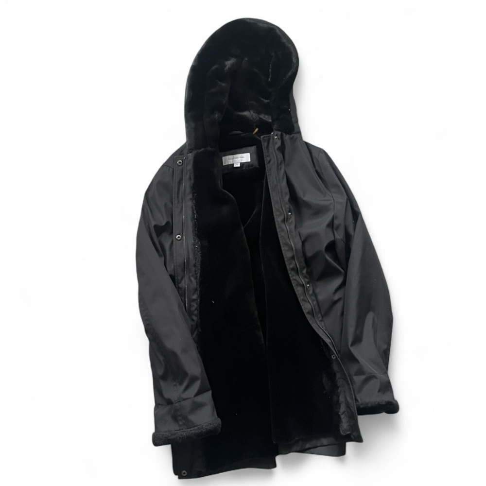 NWOT Black Hooded Jacket with Faux Fur Lining